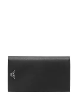 Emporio Armani кошелек из сафьяновой кожи с логотипом, черный