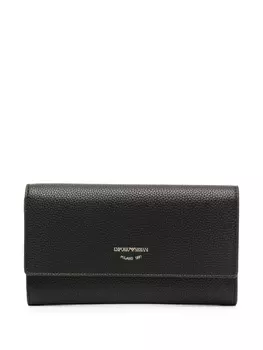 Emporio Armani кошелек из зернистой кожи с тисненым логотипом, черный