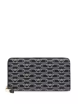 Emporio Armani кошелек на молнии с жаккардовым принтом, черный