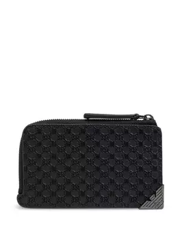 Emporio Armani кошелек с тисненым узором монограммы, черный