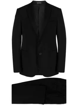Emporio Armani костюм из вирджинской шерсти с однобортным пиджаком, черный