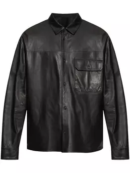 Emporio Armani кожаная рубашка, черный