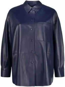 Emporio Armani кожаная рубашка с длинными рукавами, синий