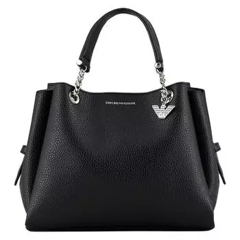 EMPORIO ARMANI Кожаная сумка-шоппер, женская сумка-тоут, черная