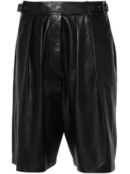 Emporio Armani кожаные шорты со складками, черный