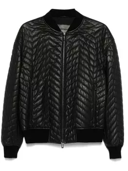 Emporio Armani кожаный бомбер, черный