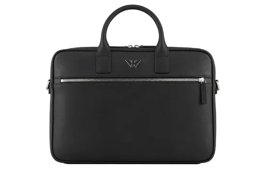 EMPORIO ARMANI Кожаный портфель, сумка через плечо, сумка через плечо, мужская черная сумка