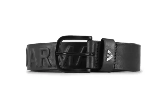 EMPORIO ARMANI Кожаный ремень унисекс черный