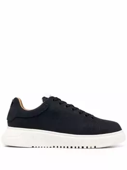 Emporio Armani кроссовки с нашивкой-логотипом, синий