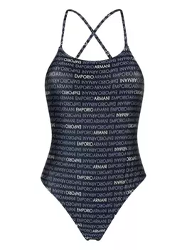 Emporio Armani купальник с логотипом, синий
