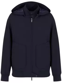 Emporio Armani куртка на молнии с капюшоном, синий