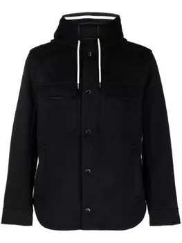 Emporio Armani куртка-рубашка из вирджинской шерсти с капюшоном, синий