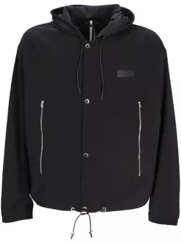 Emporio Armani куртка с капюшоном и нашивкой-логотипом, черный