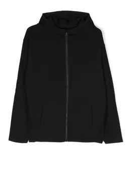 Emporio Armani куртка с капюшоном и тисненым логотипом, синий