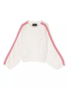 Emporio Armani куртка с полосками и аппликацией, белый