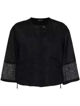 Emporio Armani льняная блузка со вставками, черный