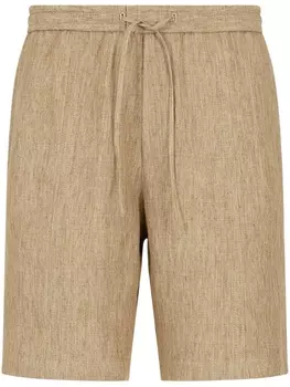 Emporio Armani льняные шорты с кулиской, нейтральный цвет