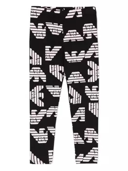 Emporio Armani легинсы с монограммой, черный