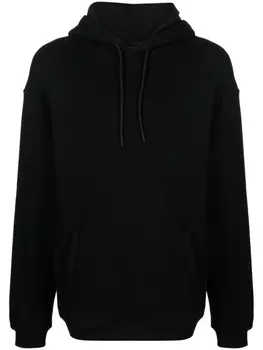 Emporio Armani logo-embossed cotton hoodie, черный