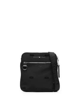Emporio Armani logo-lettering messenger bag, черный