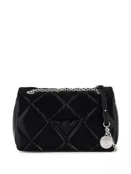 Emporio Armani logo-pendant quilted shoulder bag, черный