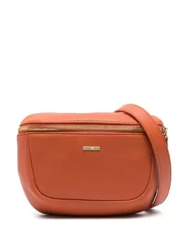 Emporio Armani logo-plaque grained leather belt bag, оранжевый