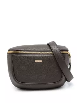 Emporio Armani logo-plaque grained leather belt bag, коричневый