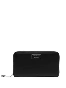 Emporio Armani logo-stamp zip-around wallet, черный