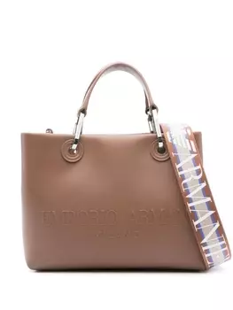 Emporio Armani маленькая сумка-тоут с тисненым логотипом, коричневый