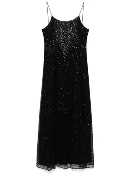 Emporio Armani макси-платье с вышивкой блестками, черный