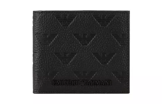EMPORIO ARMANI Мужской кошелек для монет из коровьей кожи, черный