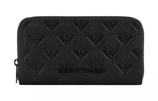 EMPORIO ARMANI Мужской кошелек из коровьей кожи, черный