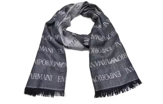 EMPORIO ARMANI Мужской вязаный шарф, Темно-синий