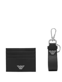 Emporio Armani набор кожаных кошельков с логотипом, черный