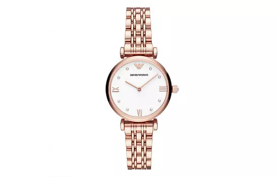 EMPORIO ARMANI Наручные часы Stars Collection с кварцевым механизмом, ремешком из нержавеющей стали 32 мм, белым циферблатом, женские часы AR11267