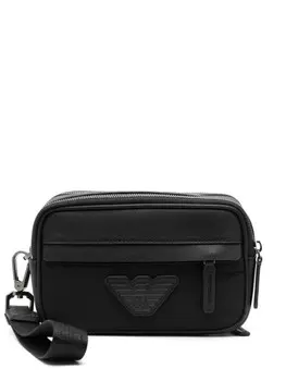 Emporio Armani несессер с нашивкой-логотипом, черный