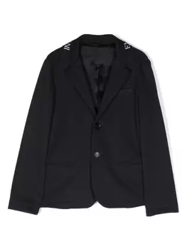 Emporio Armani однобортный блейзер с логотипом, синий