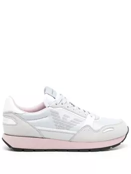 Emporio Armani panelled logo-print sneakers, серый