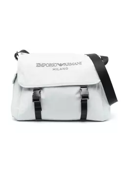 Emporio Armani пеленальная сумка с вышитым логотипом, серый