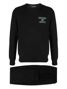 Emporio Armani пижама с вышитым логотипом, черный
