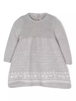 Emporio Armani платье из вирджинской шерсти с логотипом, серый