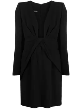 Emporio Armani платье с длинными рукавами и драпировкой, черный