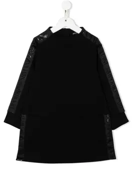 Emporio Armani платье с длинными рукавами и логотипом, синий