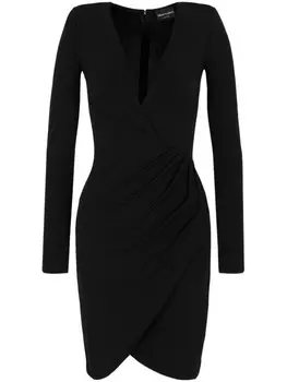 Emporio Armani платье с перекрещивающимся вырезом и драпировкой, черный