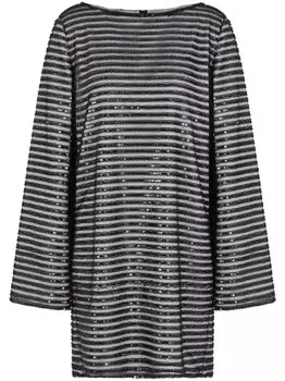 Emporio Armani платье-трапеция в полоску с пайетками, черный