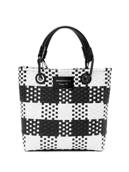 Emporio Armani плетеная сумка-тоут MyEA в клетку, черный