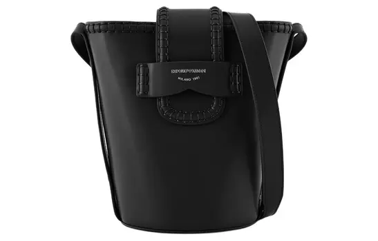 EMPORIO ARMANI Полиуретановая сумка-ведро, сумка через плечо, женская, черная