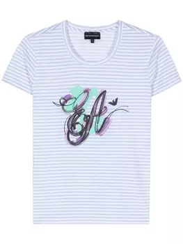 Emporio Armani полосатая футболка с логотипом, белый