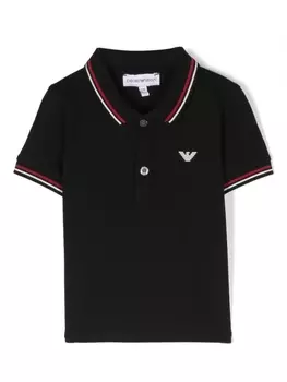 Emporio Armani полосатая рубашка поло с логотипом, черный
