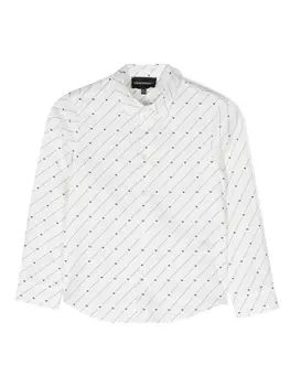 Emporio Armani полосатая рубашка с логотипом, белый
